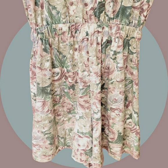 Vtg 90s muted floral abstract jersey knit romper - Picture 12 of 12